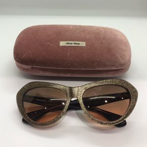 NIB Miu Miu bronze/gold glitter Sunglasses